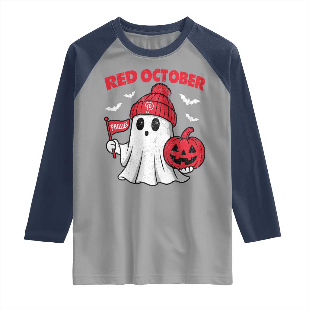 Red October Halloween Ghost Raglan Shirt Philadelphia Spooky Pumpkin TS10