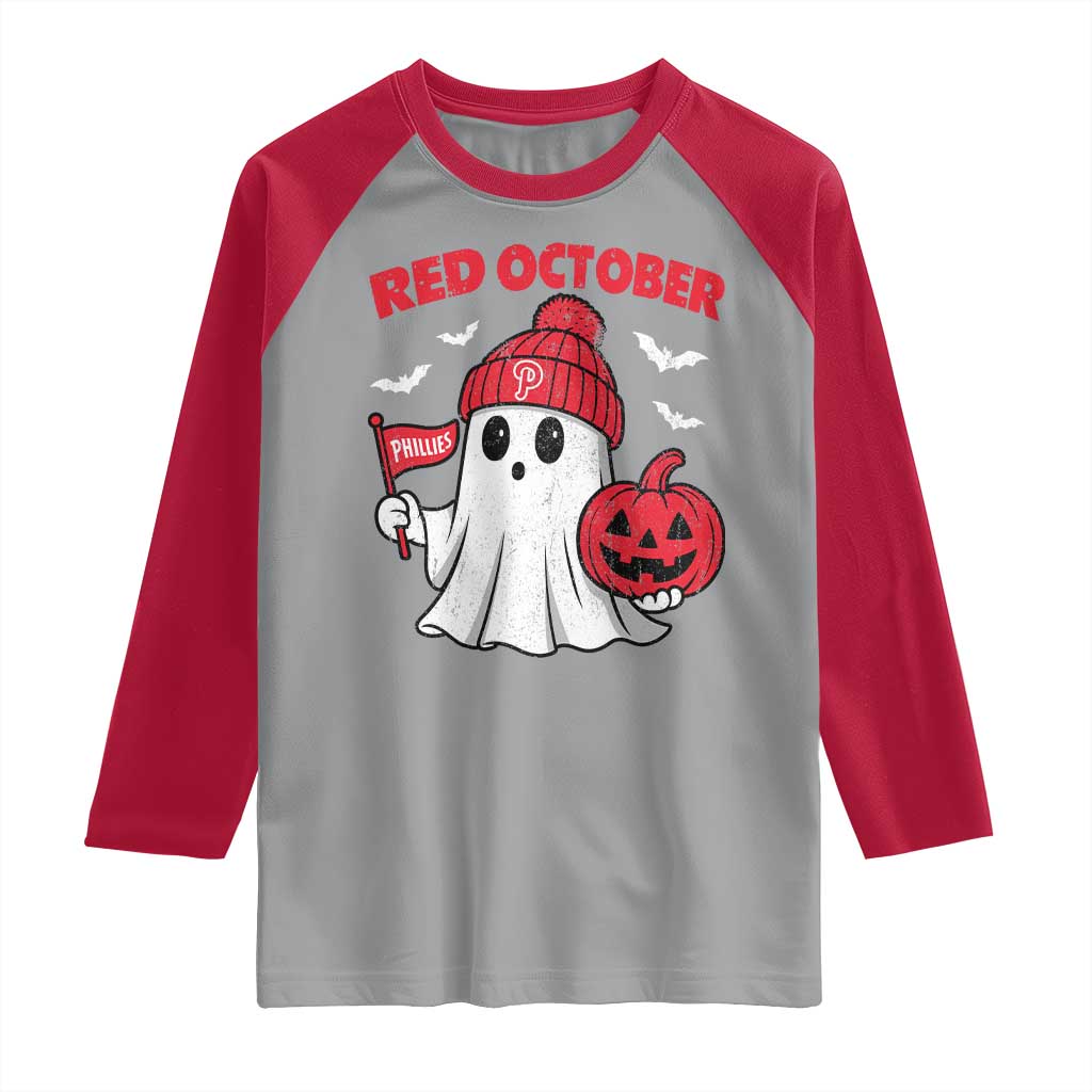 Red October Halloween Ghost Raglan Shirt Philadelphia Spooky Pumpkin TS10