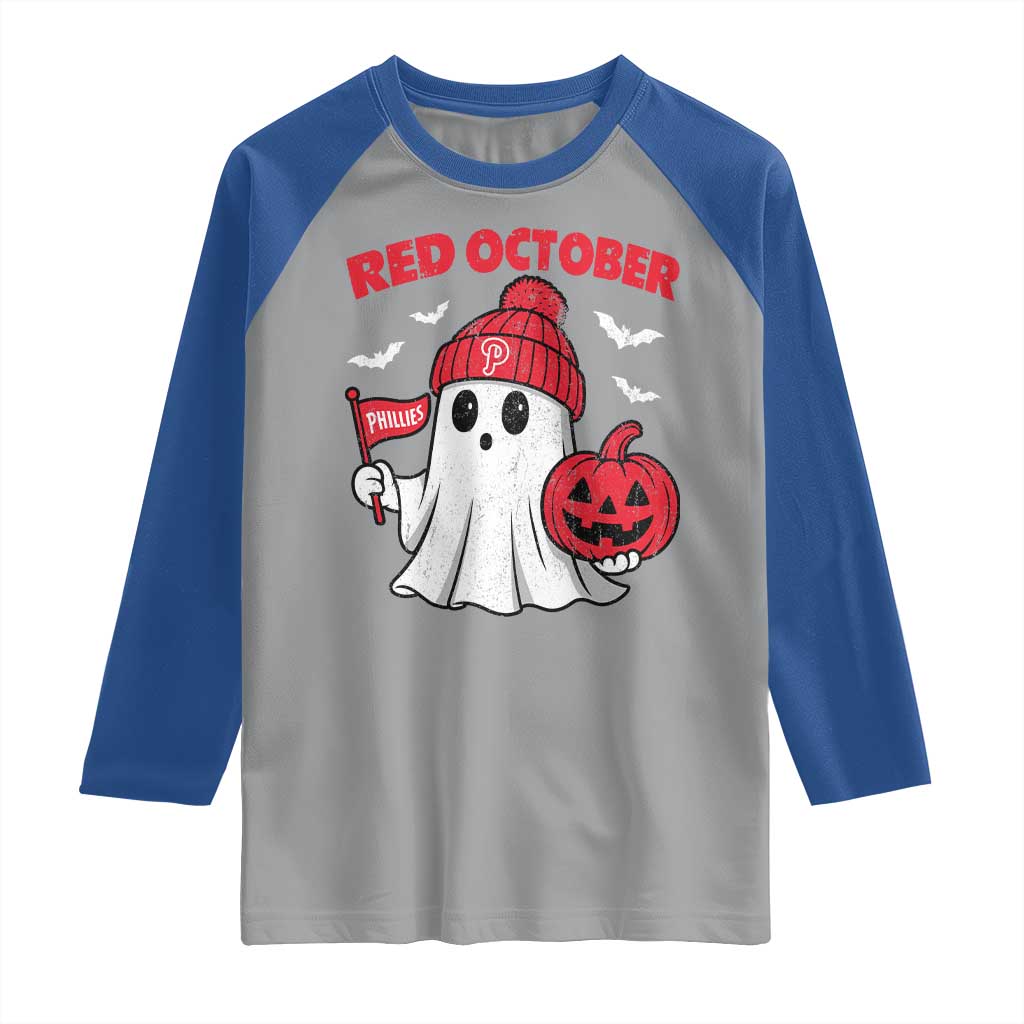 Red October Halloween Ghost Raglan Shirt Philadelphia Spooky Pumpkin TS10