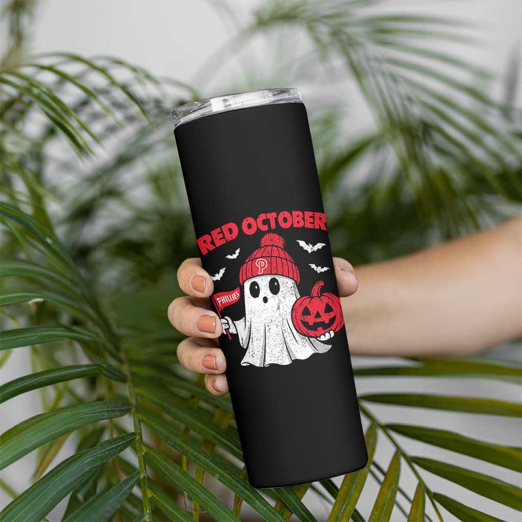 Red October Halloween Ghost Skinny Tumbler Philadelphia Spooky Pumpkin TS10