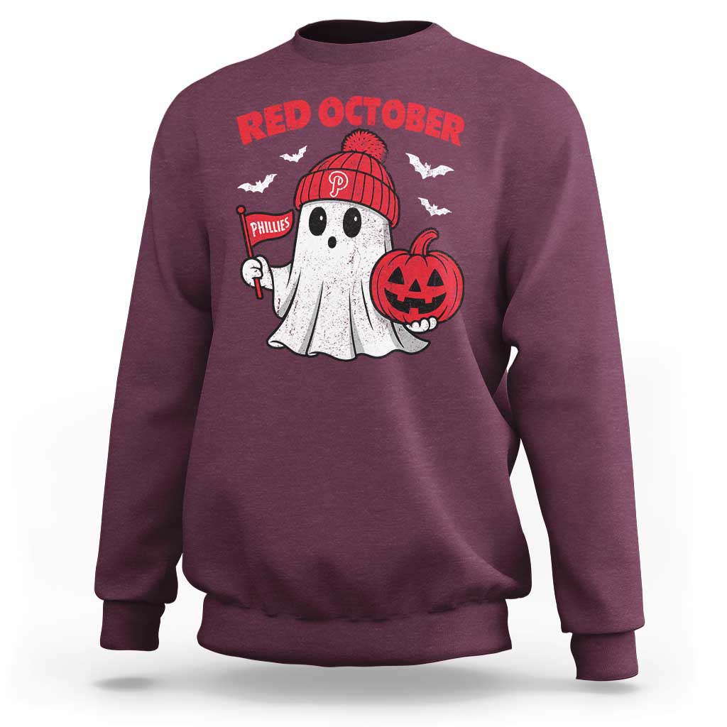 Red October Halloween Ghost Sweatshirt Philadelphia Spooky Pumpkin TS10