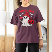 Red October Halloween Ghost T Shirt For Women Philadelphia Spooky Pumpkin TS10