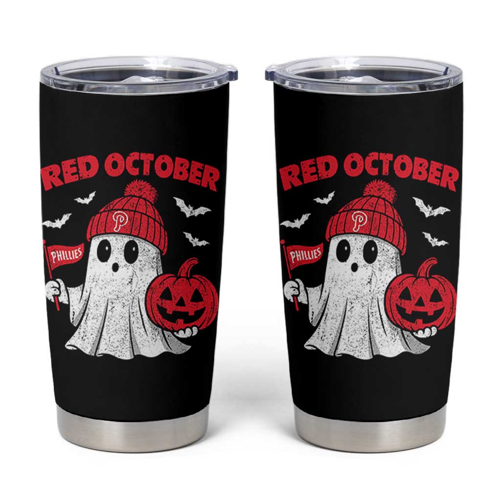 Red October Halloween Ghost Tumbler Cup Philadelphia Spooky Pumpkin TS10