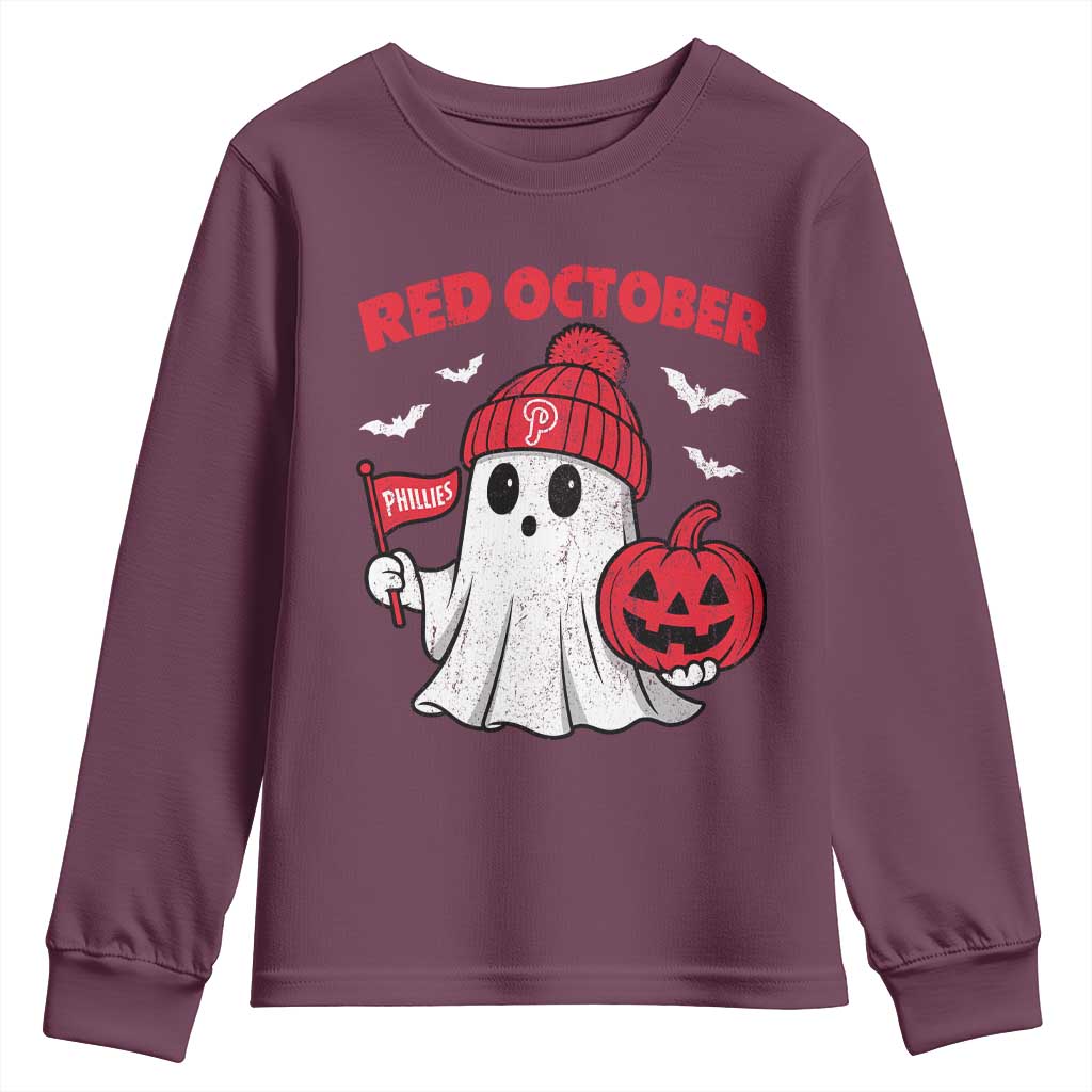 Red October Halloween Ghost Youth Sweatshirt Philadelphia Spooky Pumpkin TS10