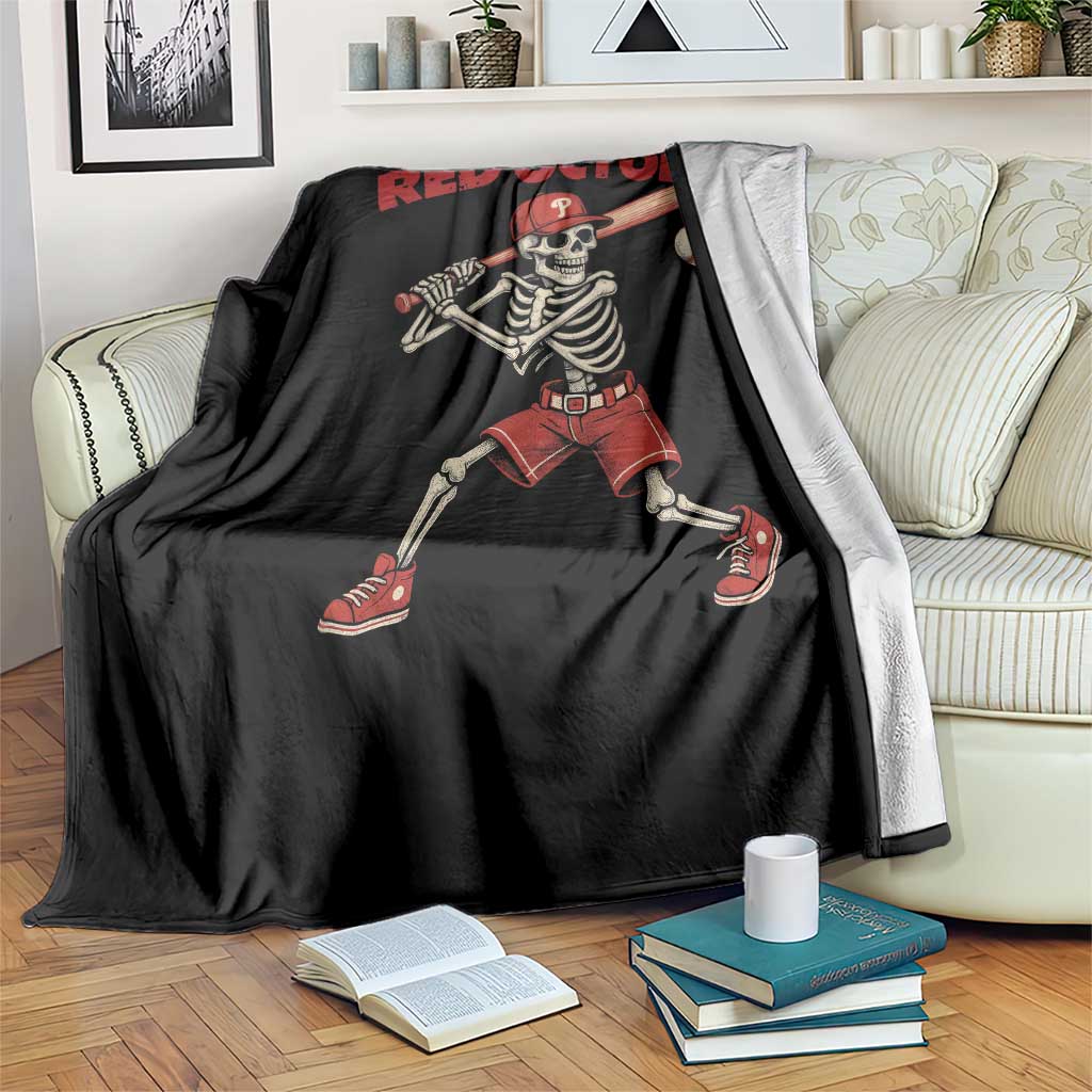 Red October Skeleton Baseball Throw Blanket Philadelphia Halloween Costume Funny - Wonder Print Shop