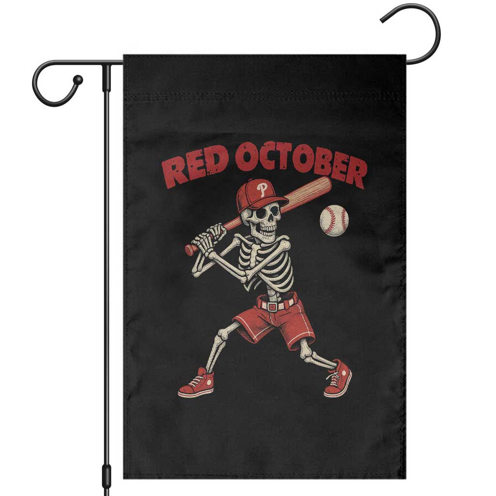 Red October Skeleton Baseball Garden Flag Philadelphia Halloween Costume Funny - Wonder Print Shop