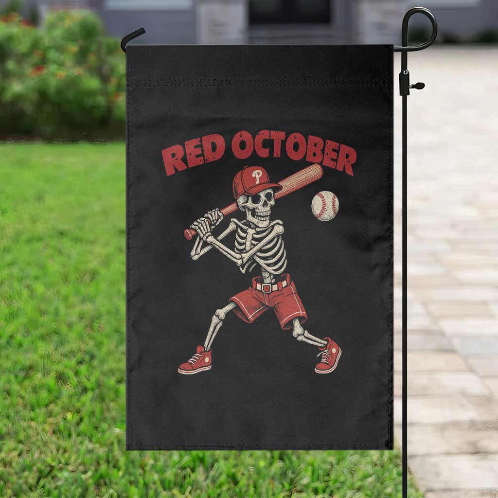 Red October Skeleton Baseball Garden Flag Philadelphia Halloween Costume Funny - Wonder Print Shop