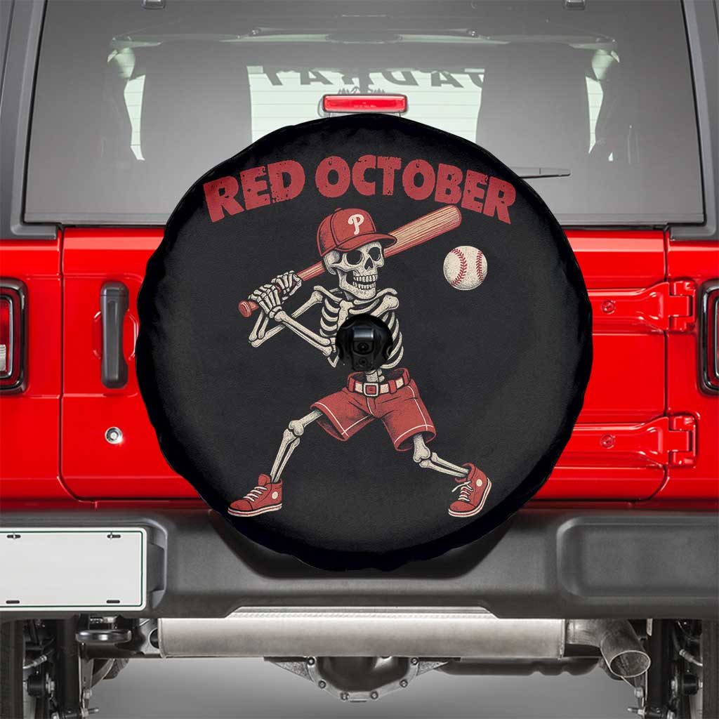 Red October Skeleton Baseball Spare Tire Cover Philadelphia Halloween Costume Funny - Wonder Print Shop