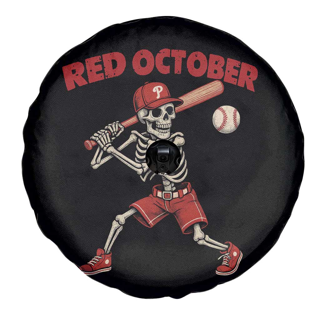Red October Skeleton Baseball Spare Tire Cover Philadelphia Halloween Costume Funny - Wonder Print Shop