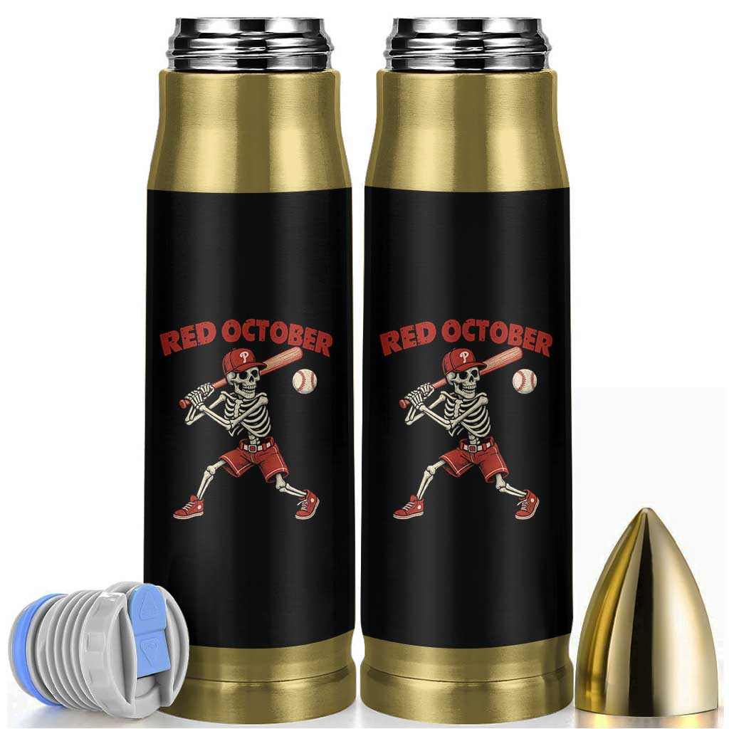 Red October Skeleton Baseball Bullet Tumbler Philadelphia Halloween Costume Funny - Wonder Print Shop