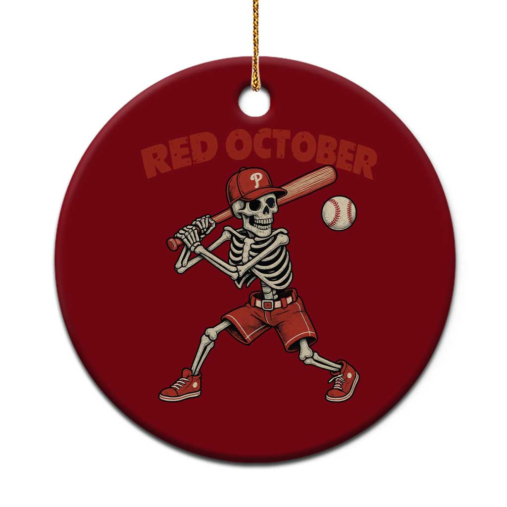 Red October Skeleton Baseball Ceramic Ornament Philadelphia Halloween Costume Funny - Wonder Print Shop