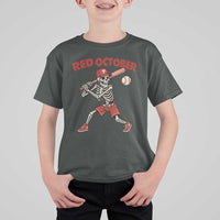 Red October Skeleton Baseball T Shirt For Kid Philadelphia Halloween Costume Funny - Wonder Print Shop