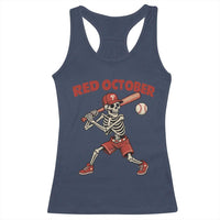 Red October Skeleton Baseball Racerback Tank Top Philadelphia Halloween Costume Funny - Wonder Print Shop