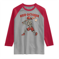 Red October Skeleton Baseball Raglan Shirt Philadelphia Halloween Costume Funny - Wonder Print Shop
