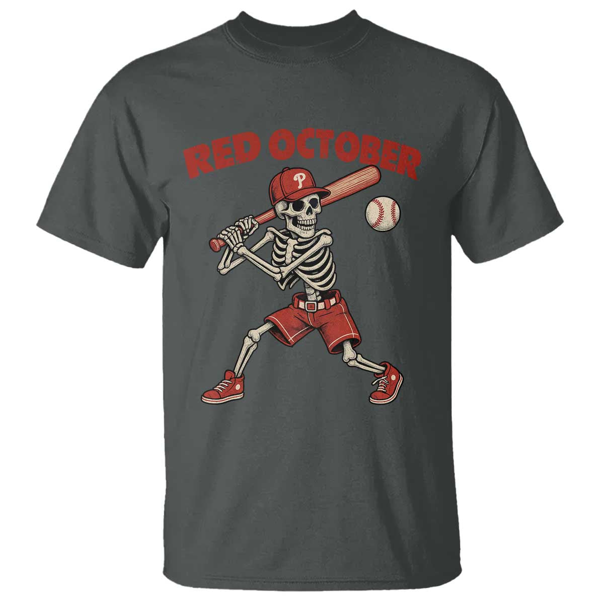 Red October Skeleton Baseball T Shirt Philadelphia Halloween Costume Funny - Wonder Print Shop