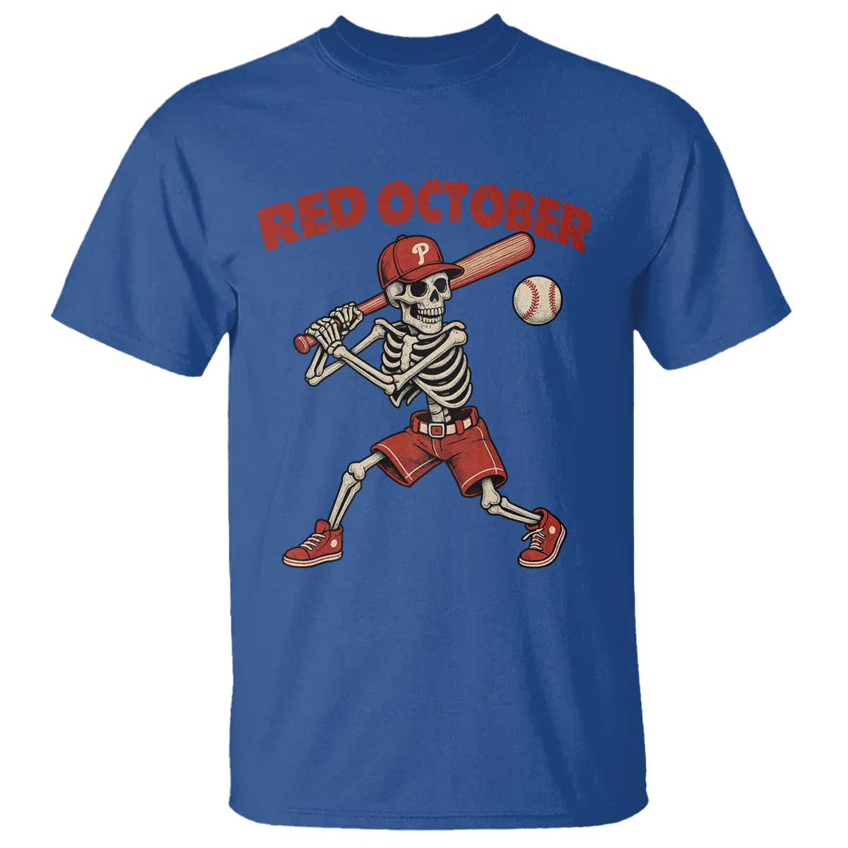 Red October Skeleton Baseball T Shirt Philadelphia Halloween Costume Funny - Wonder Print Shop