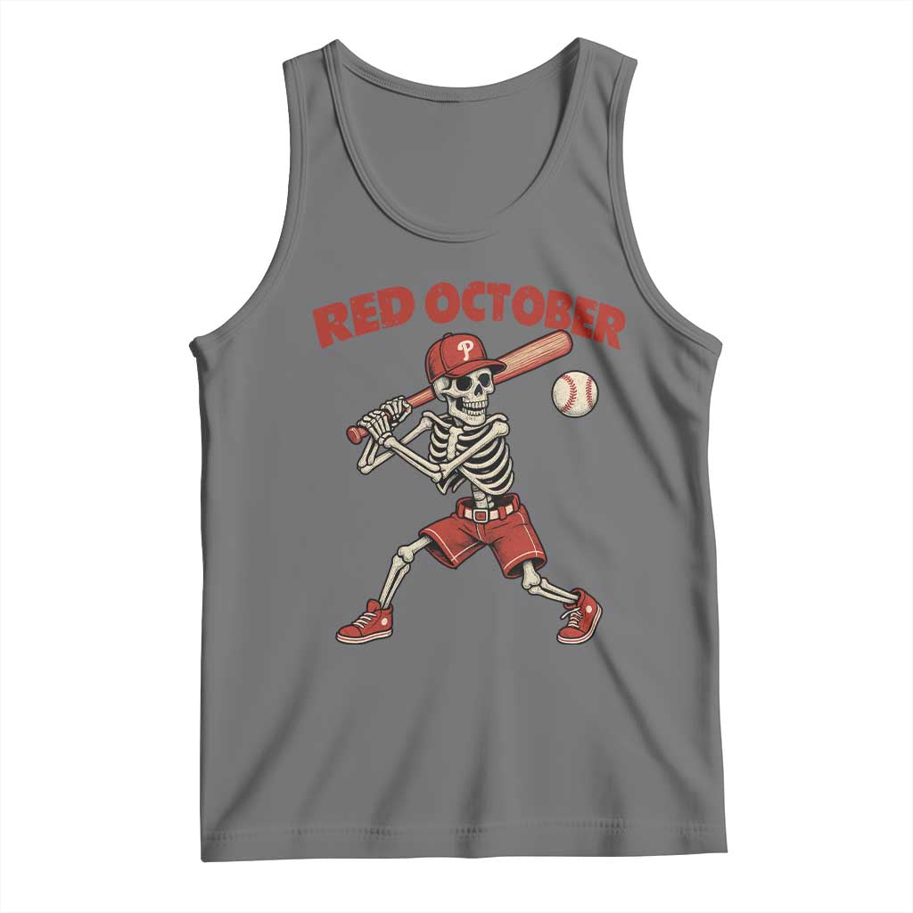 Red October Skeleton Baseball Tank Top Philadelphia Halloween Costume Funny - Wonder Print Shop