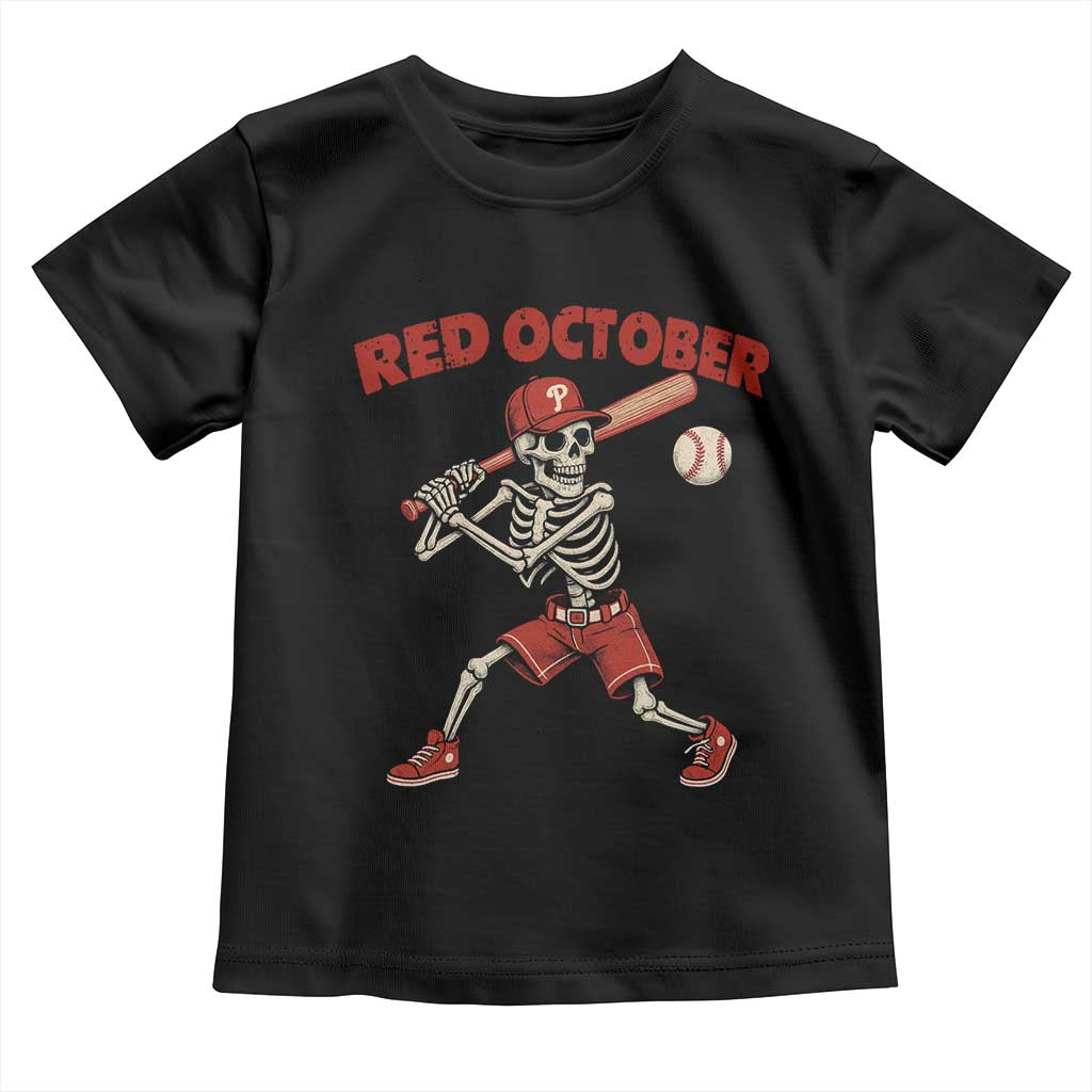 Red October Skeleton Baseball Toddler T Shirt Philadelphia Halloween Costume Funny - Wonder Print Shop