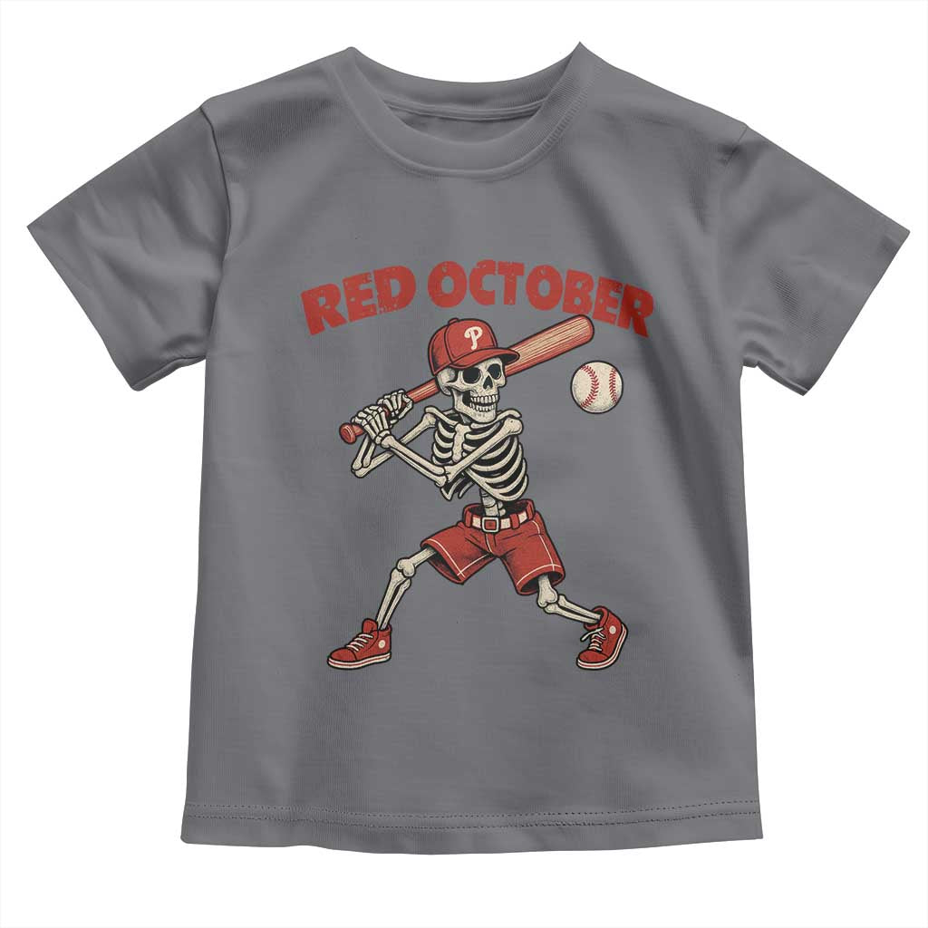 Red October Skeleton Baseball Toddler T Shirt Philadelphia Halloween Costume Funny - Wonder Print Shop