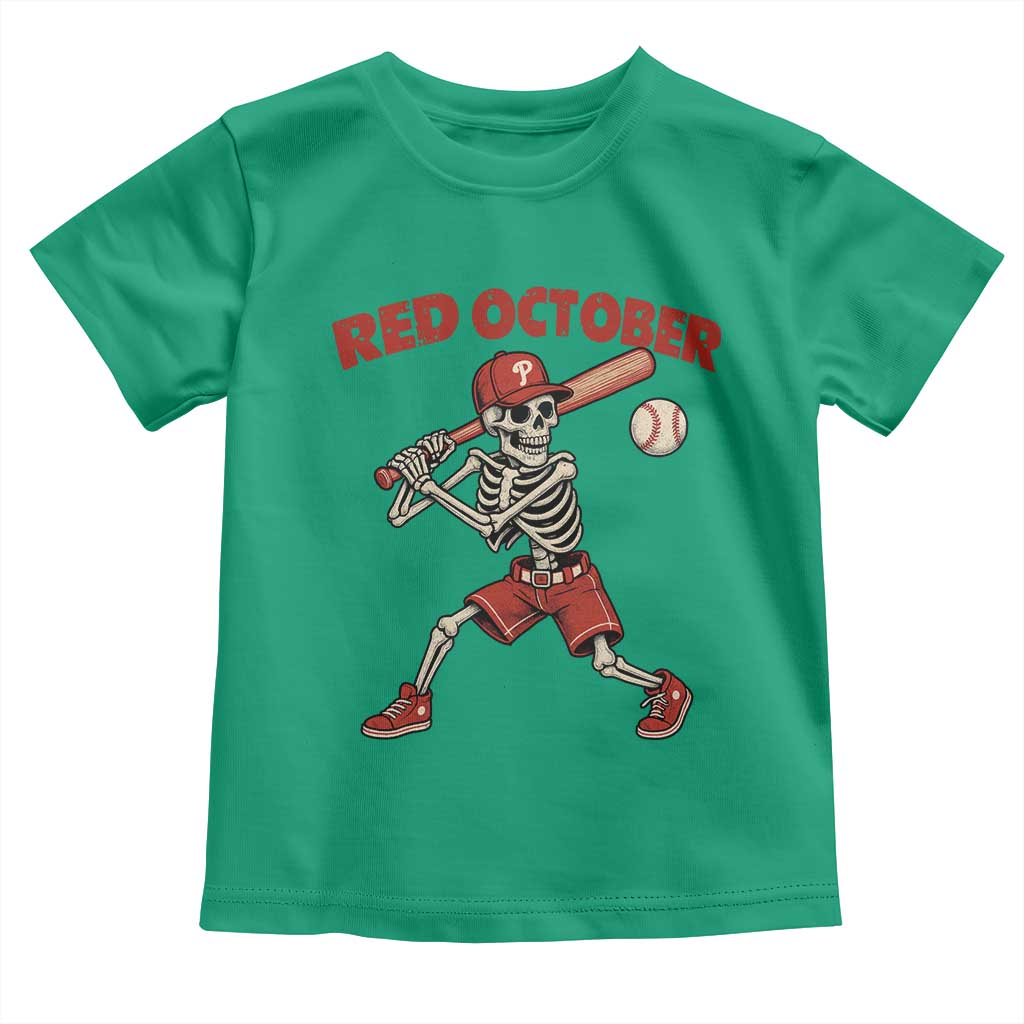 Red October Skeleton Baseball Toddler T Shirt Philadelphia Halloween Costume Funny - Wonder Print Shop