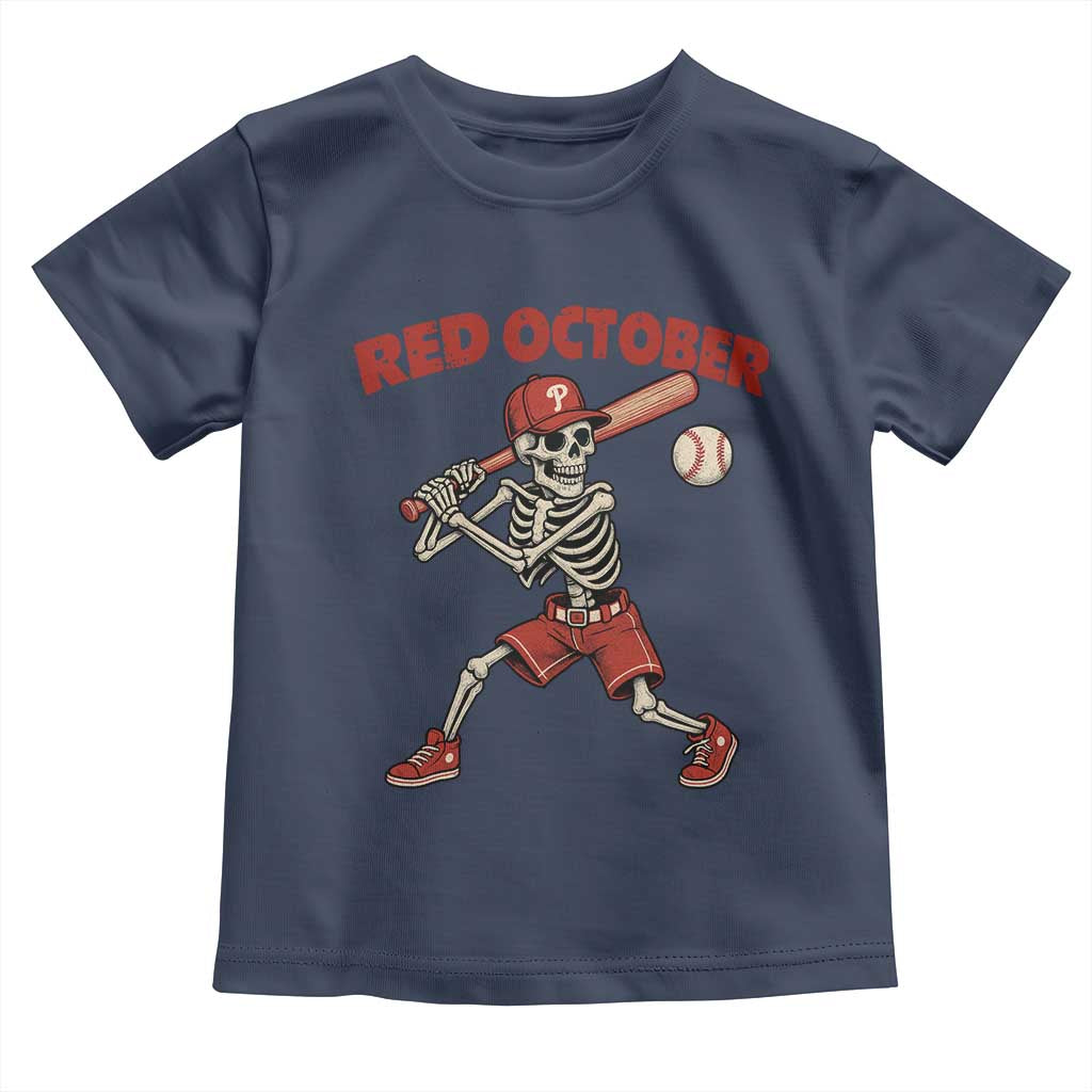 Red October Skeleton Baseball Toddler T Shirt Philadelphia Halloween Costume Funny - Wonder Print Shop