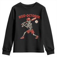Red October Skeleton Baseball Youth Sweatshirt Philadelphia Halloween Costume Funny - Wonder Print Shop