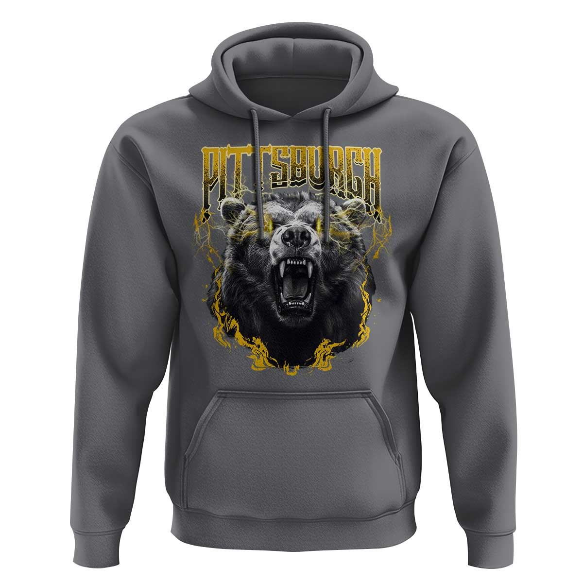 Vintage Pittsburgh Hoodie Retro Sports Fan Wild Bear Mascot Streetwear Bootleg - Wonder Print Shop