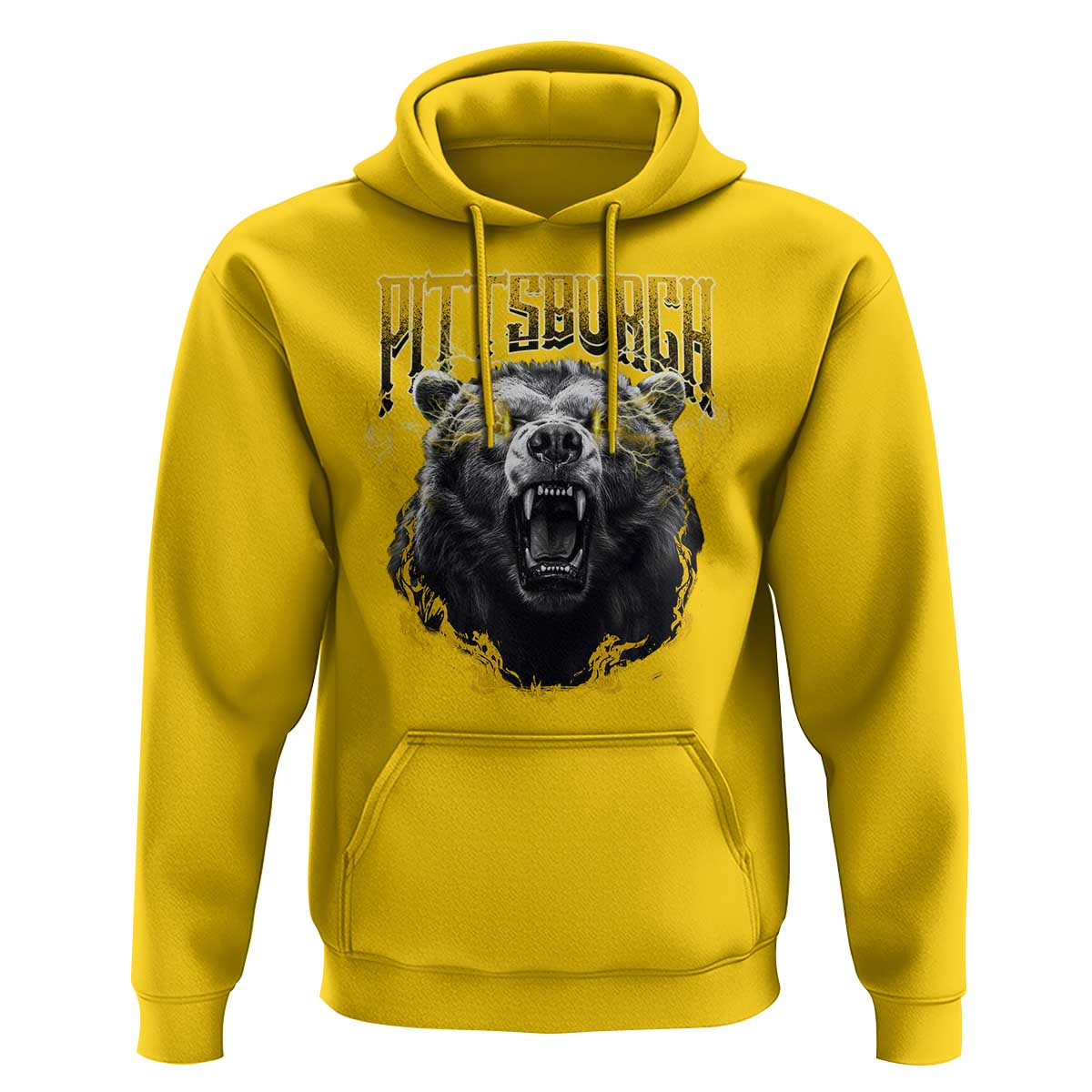 Vintage Pittsburgh Hoodie Retro Sports Fan Wild Bear Mascot Streetwear Bootleg - Wonder Print Shop