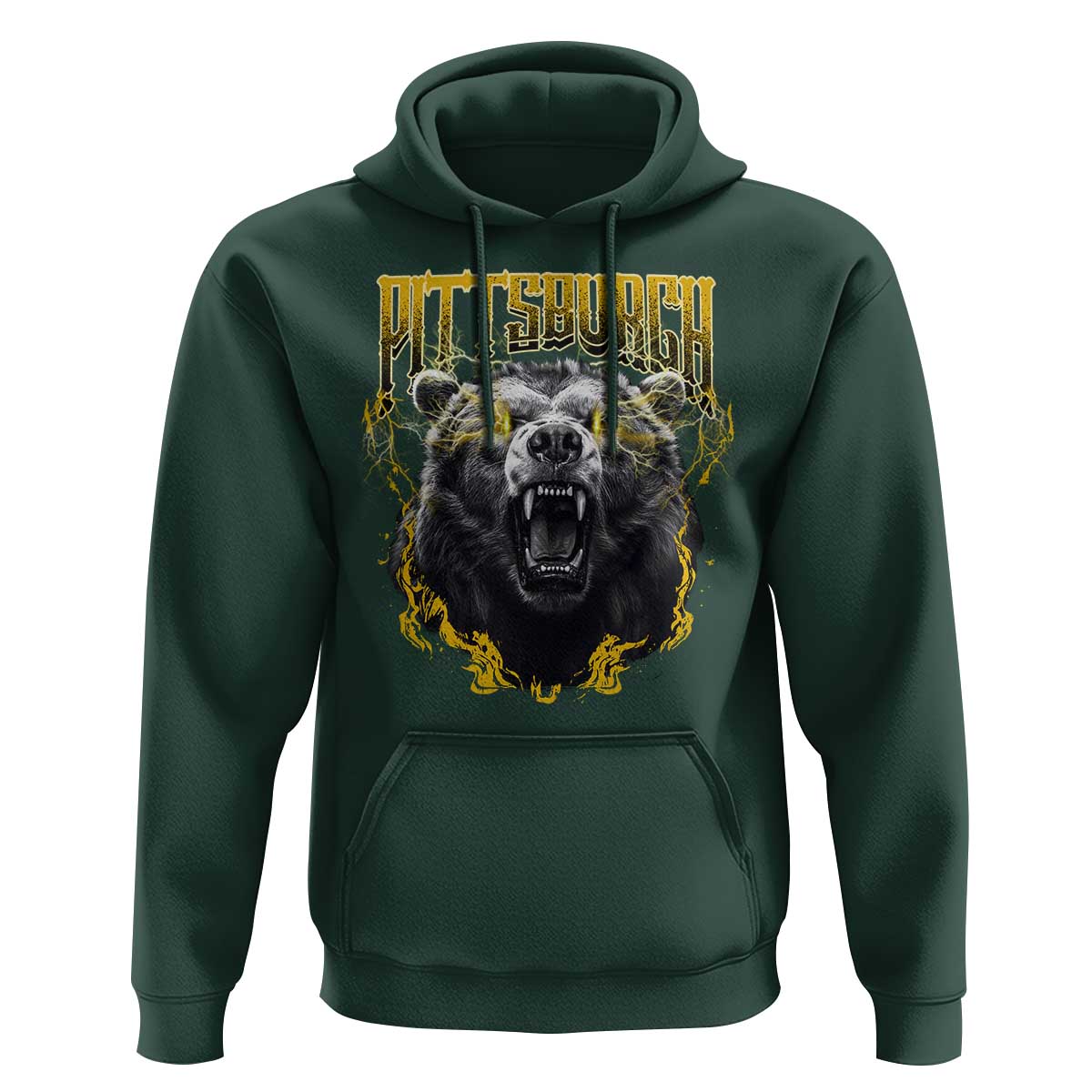 Vintage Pittsburgh Hoodie Retro Sports Fan Wild Bear Mascot Streetwear Bootleg - Wonder Print Shop