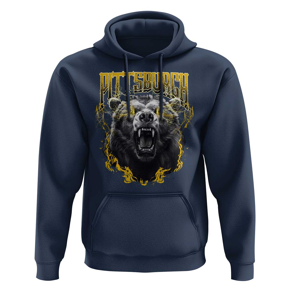 Vintage Pittsburgh Hoodie Retro Sports Fan Wild Bear Mascot Streetwear Bootleg - Wonder Print Shop