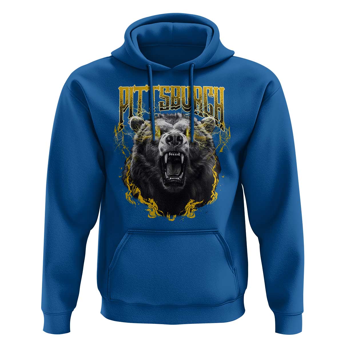 Vintage Pittsburgh Hoodie Retro Sports Fan Wild Bear Mascot Streetwear Bootleg - Wonder Print Shop