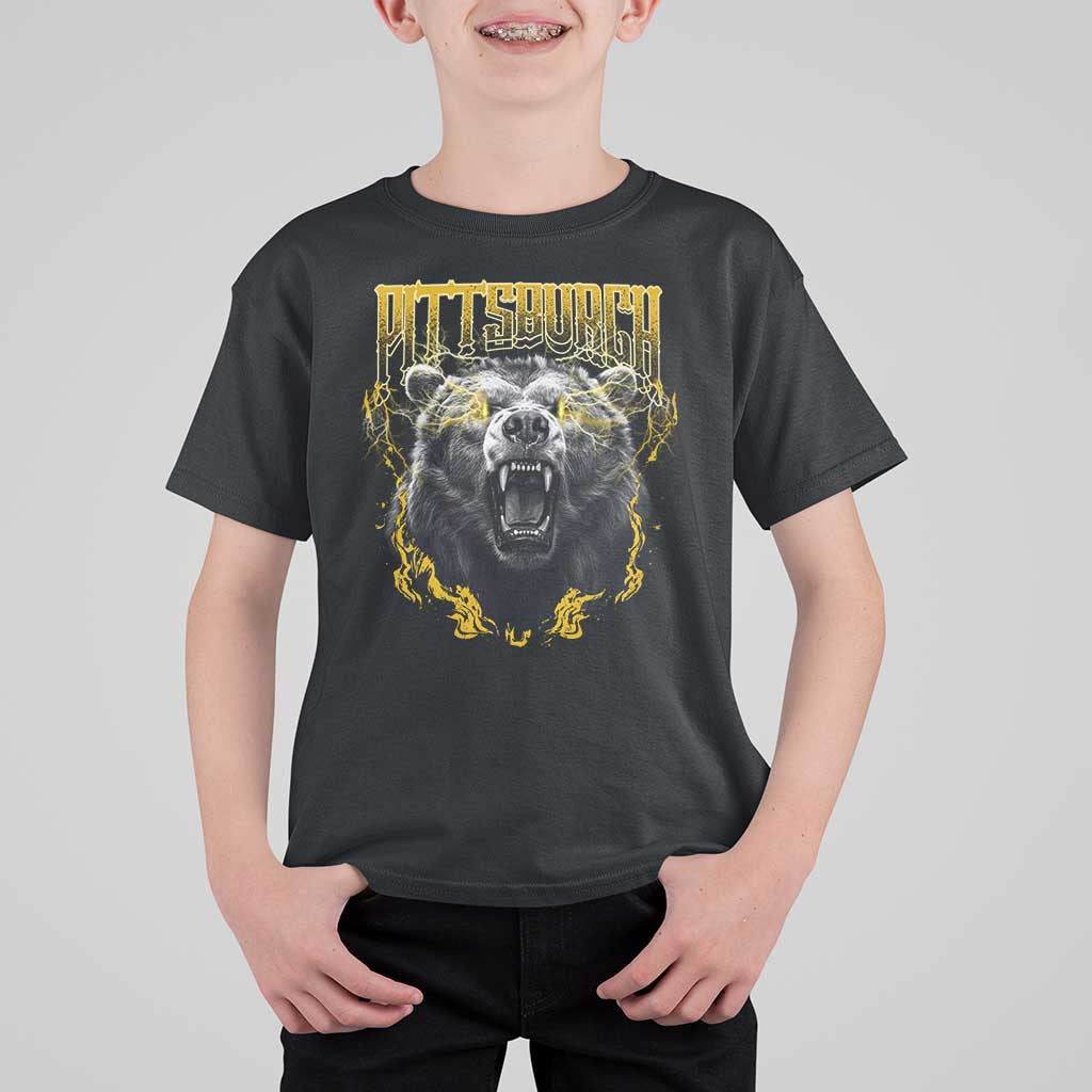 Vintage Pittsburgh T Shirt For Kid Retro Sports Fan Wild Bear Mascot Streetwear Bootleg - Wonder Print Shop