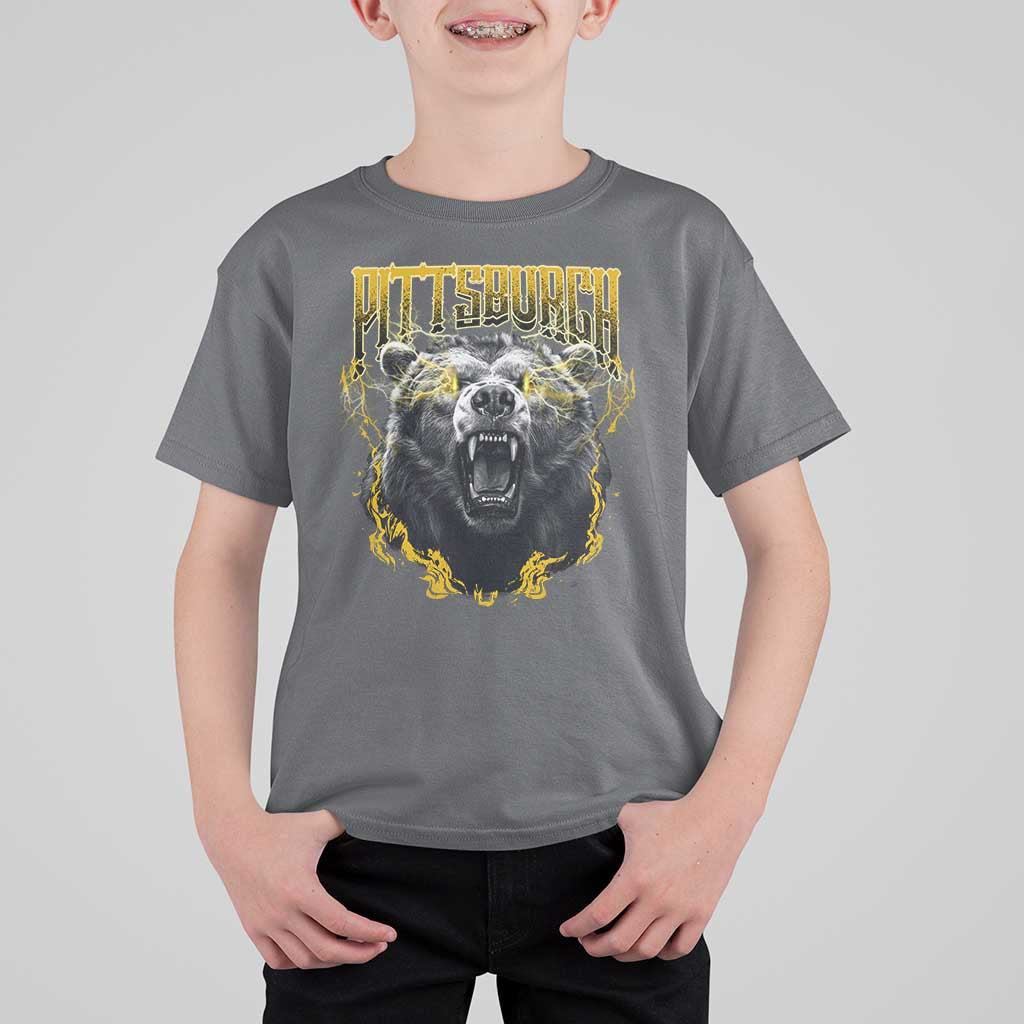 Vintage Pittsburgh T Shirt For Kid Retro Sports Fan Wild Bear Mascot Streetwear Bootleg - Wonder Print Shop