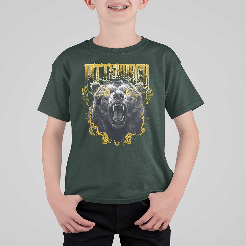 Vintage Pittsburgh T Shirt For Kid Retro Sports Fan Wild Bear Mascot Streetwear Bootleg - Wonder Print Shop