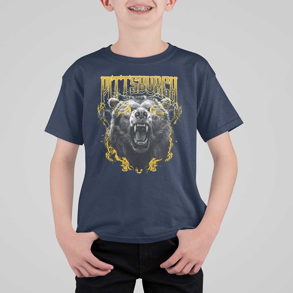 Vintage Pittsburgh T Shirt For Kid Retro Sports Fan Wild Bear Mascot Streetwear Bootleg - Wonder Print Shop