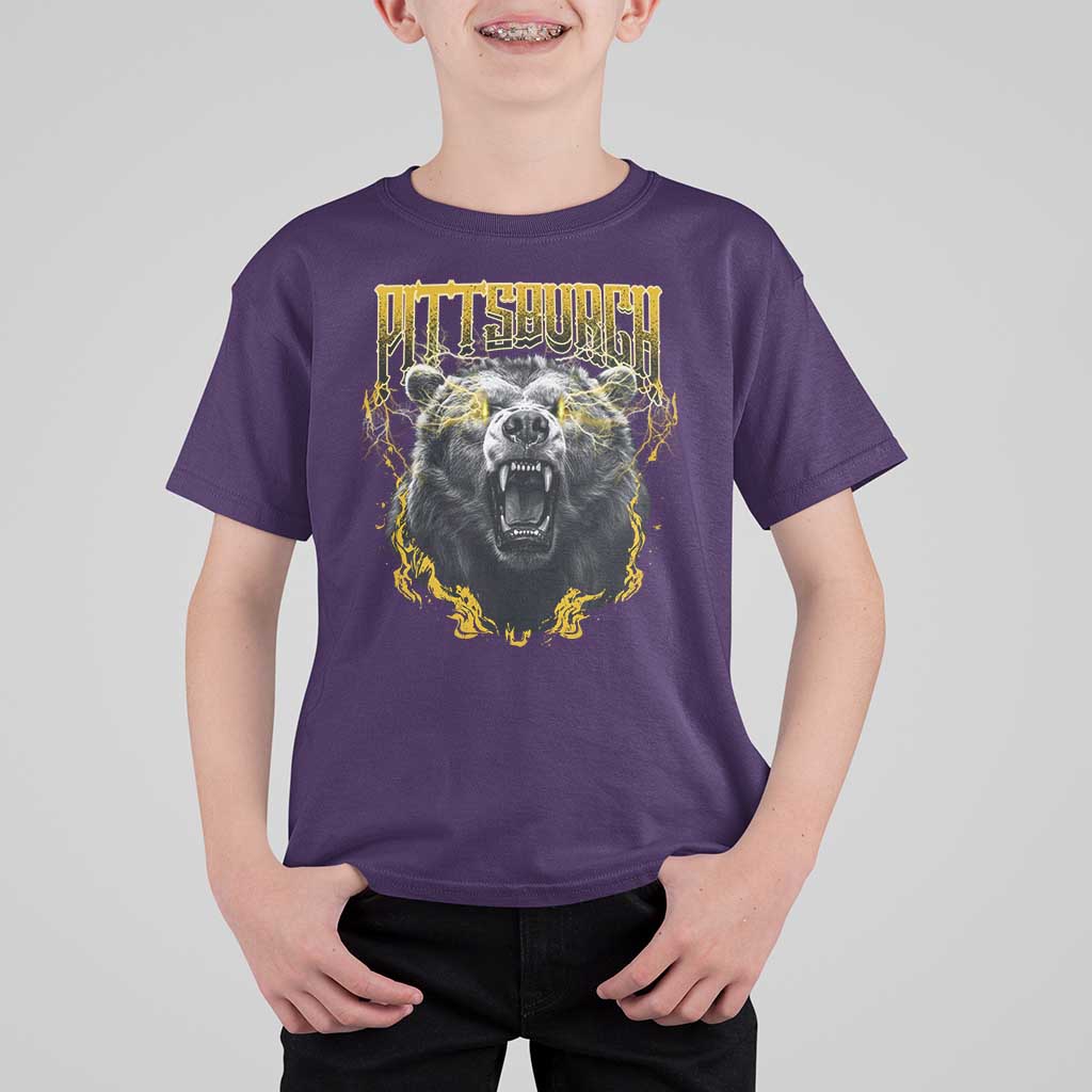 Vintage Pittsburgh T Shirt For Kid Retro Sports Fan Wild Bear Mascot Streetwear Bootleg - Wonder Print Shop
