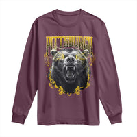 Vintage Pittsburgh Long Sleeve Shirt Retro Sports Fan Wild Bear Mascot Streetwear Bootleg - Wonder Print Shop