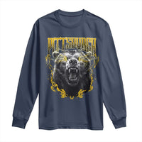 Vintage Pittsburgh Long Sleeve Shirt Retro Sports Fan Wild Bear Mascot Streetwear Bootleg - Wonder Print Shop