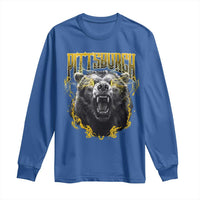 Vintage Pittsburgh Long Sleeve Shirt Retro Sports Fan Wild Bear Mascot Streetwear Bootleg - Wonder Print Shop