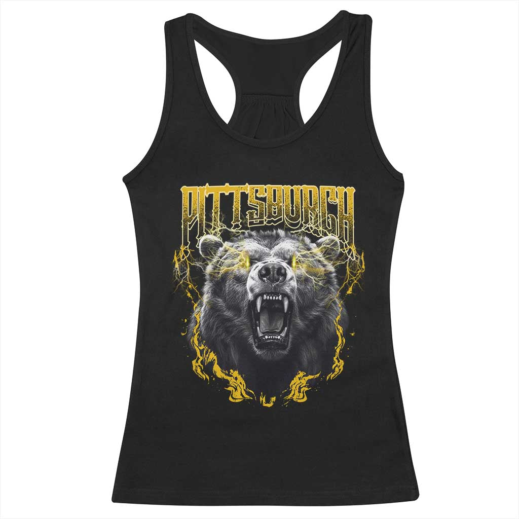 Vintage Pittsburgh Racerback Tank Top Retro Sports Fan Wild Bear Mascot Streetwear Bootleg - Wonder Print Shop