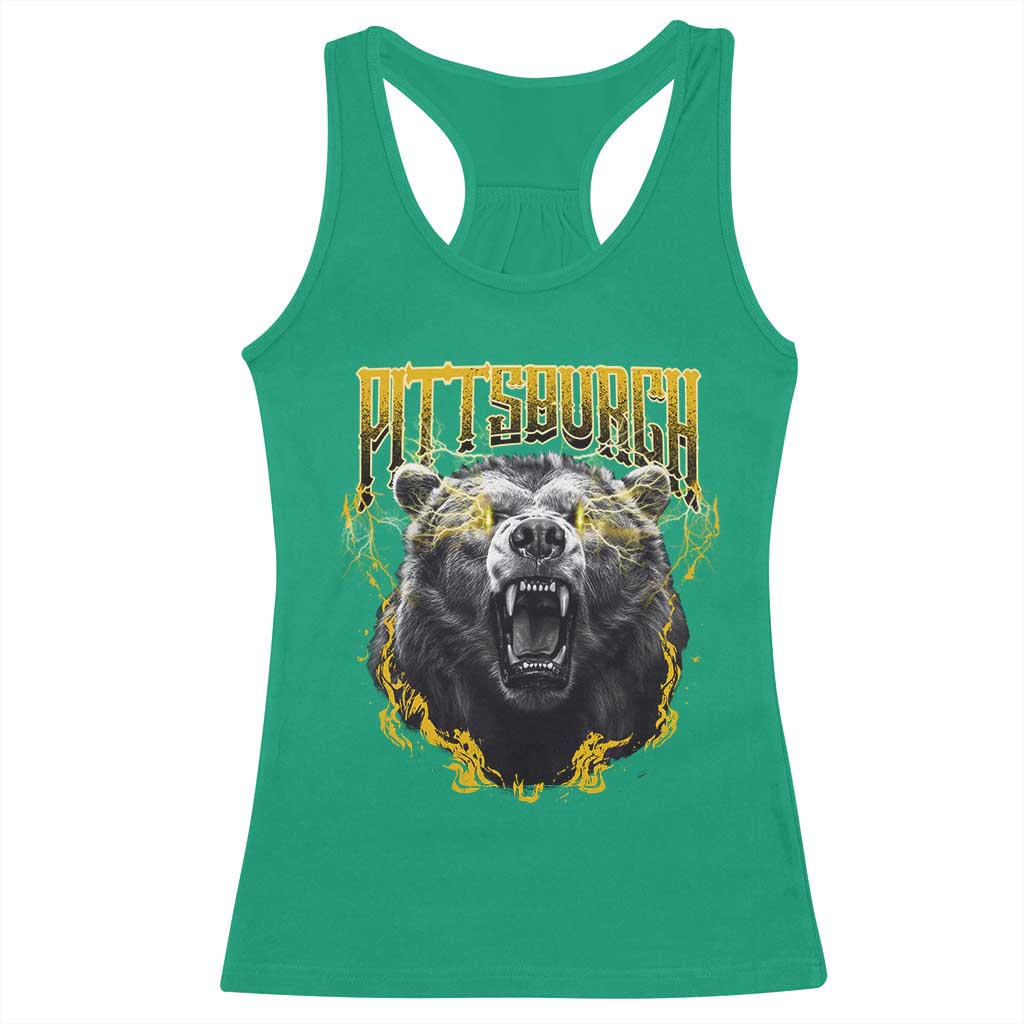 Vintage Pittsburgh Racerback Tank Top Retro Sports Fan Wild Bear Mascot Streetwear Bootleg - Wonder Print Shop