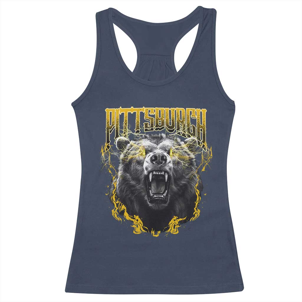 Vintage Pittsburgh Racerback Tank Top Retro Sports Fan Wild Bear Mascot Streetwear Bootleg - Wonder Print Shop