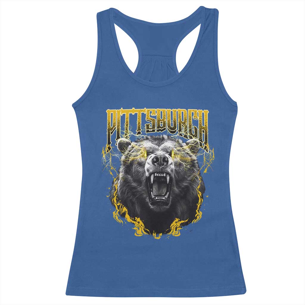 Vintage Pittsburgh Racerback Tank Top Retro Sports Fan Wild Bear Mascot Streetwear Bootleg - Wonder Print Shop