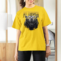 Vintage Pittsburgh T Shirt For Women Retro Sports Fan Wild Bear Mascot Streetwear Bootleg - Wonder Print Shop