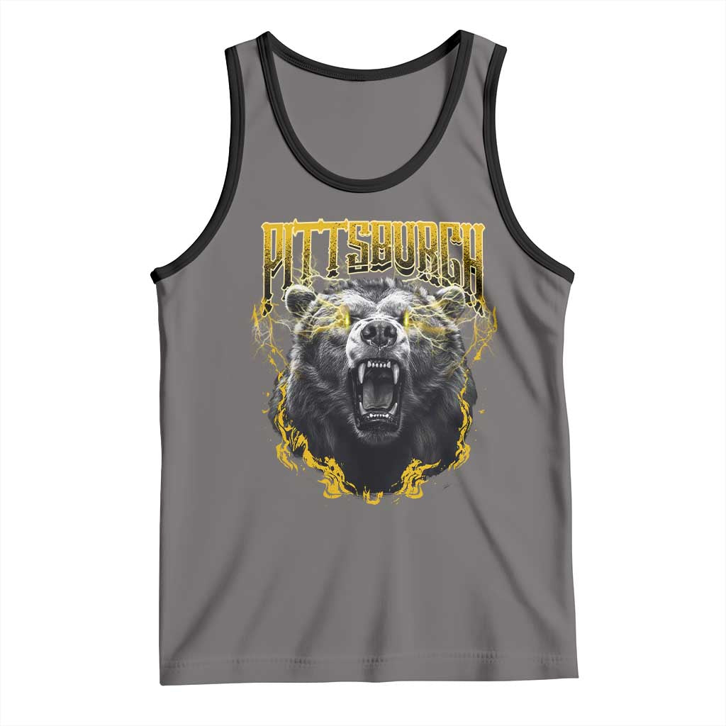 Vintage Pittsburgh Tank Top Retro Sports Fan Wild Bear Mascot Streetwear Bootleg - Wonder Print Shop
