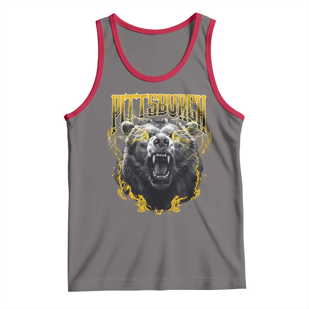Vintage Pittsburgh Tank Top Retro Sports Fan Wild Bear Mascot Streetwear Bootleg - Wonder Print Shop