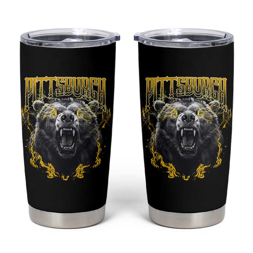 Vintage Pittsburgh Tumbler Cup Retro Sports Fan Wild Bear Mascot Streetwear Bootleg - Wonder Print Shop