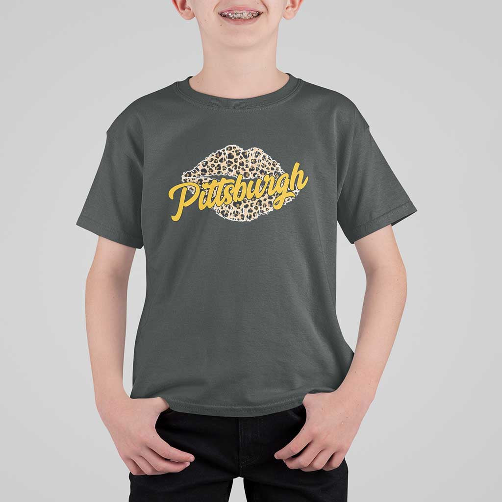 Pittsburgh Leopard Lips T Shirt For Kid Steel City Pride Woman Girl - Wonder Print Shop