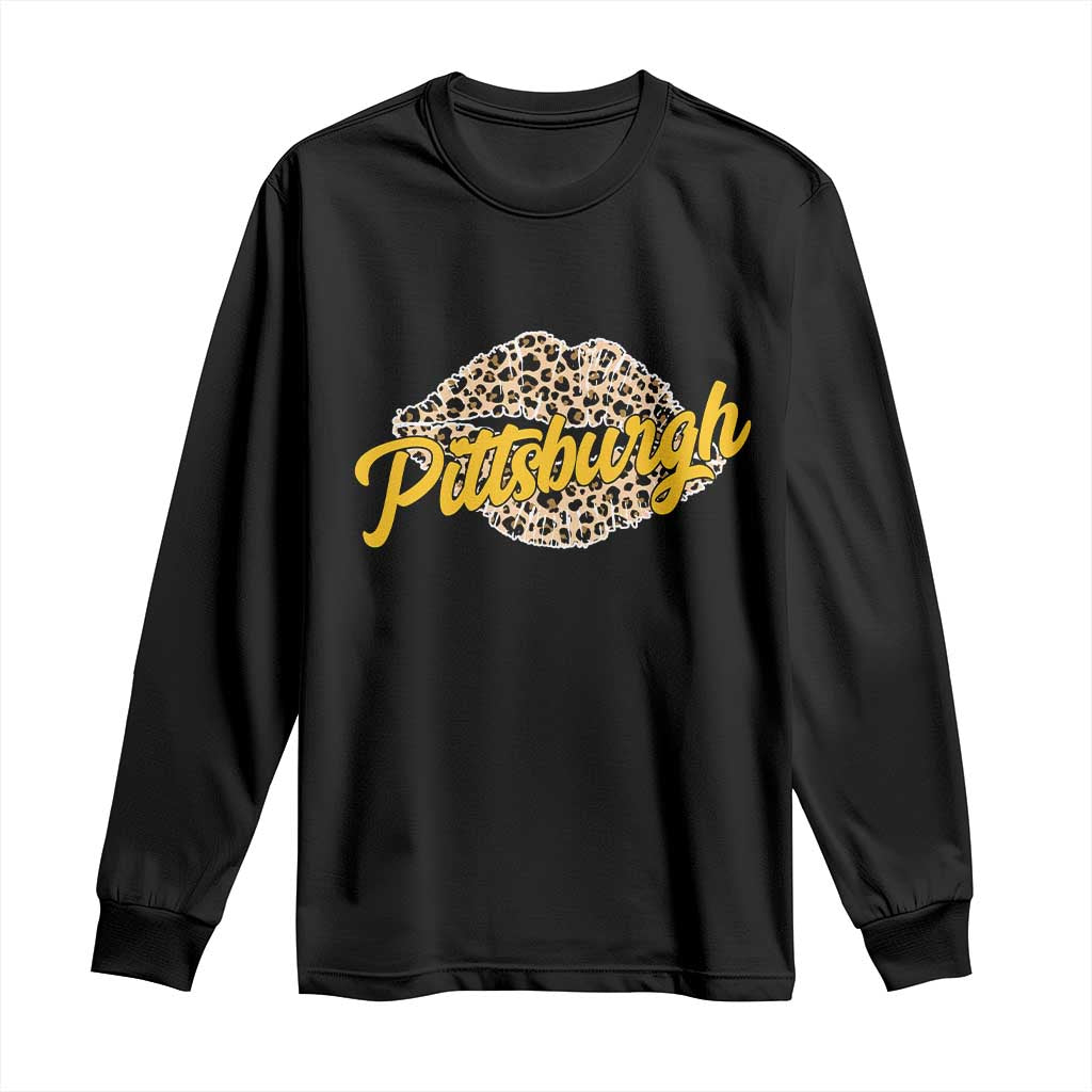 Pittsburgh Leopard Lips Long Sleeve Shirt Steel City Pride Woman Girl - Wonder Print Shop