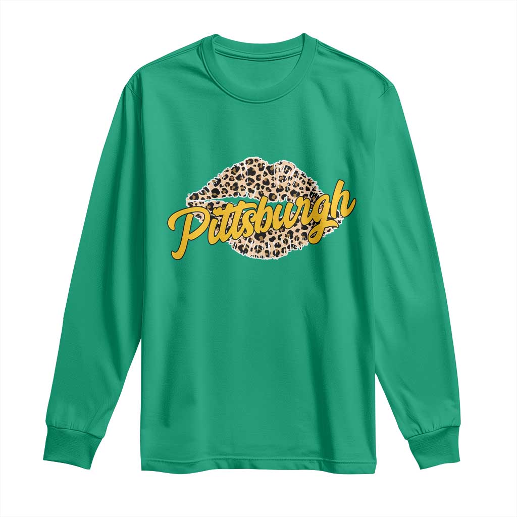 Pittsburgh Leopard Lips Long Sleeve Shirt Steel City Pride Woman Girl - Wonder Print Shop